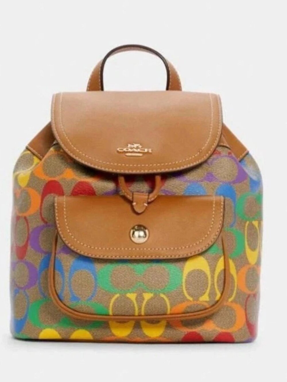Coach Pennie Small Backpack 22 Multicolor Rainbow Signature Leather C4097 🌈🌈